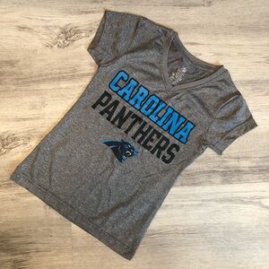 NWOT NFL Carolina Panthers Gray and Blue Athletic Girls Tee